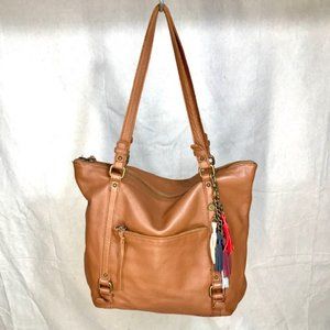 The Sak Happy & Free Natural Brown Genuine Leather Tote Bag Shopper PRISTINE